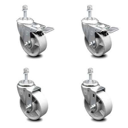 Service Caster 4 Inch Semi Steel Wheel Swivel 1/2 Inch Stem Caster Total Lock Brake SCC, 2PK SCC-TSTTL20S414-SSS-M1215-2-S-2